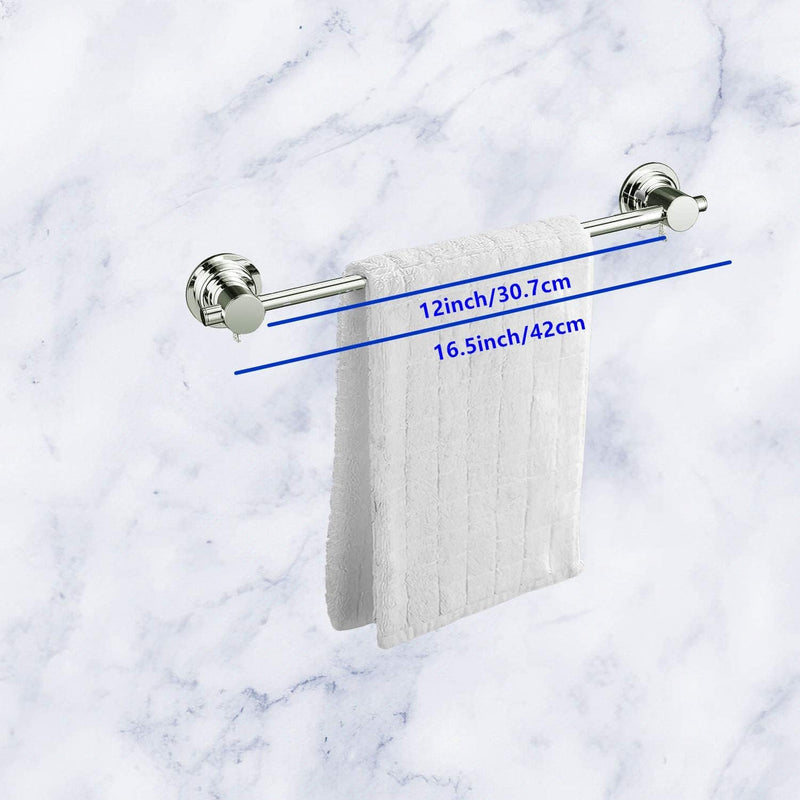 JiePai 16 inch Vacuum Suction Cup Towel Bar,Removeable Shower Mat Rod Shower Door Adhesive Towel Bar Suction Towel Rack (Chrome, 16inch) Chrome