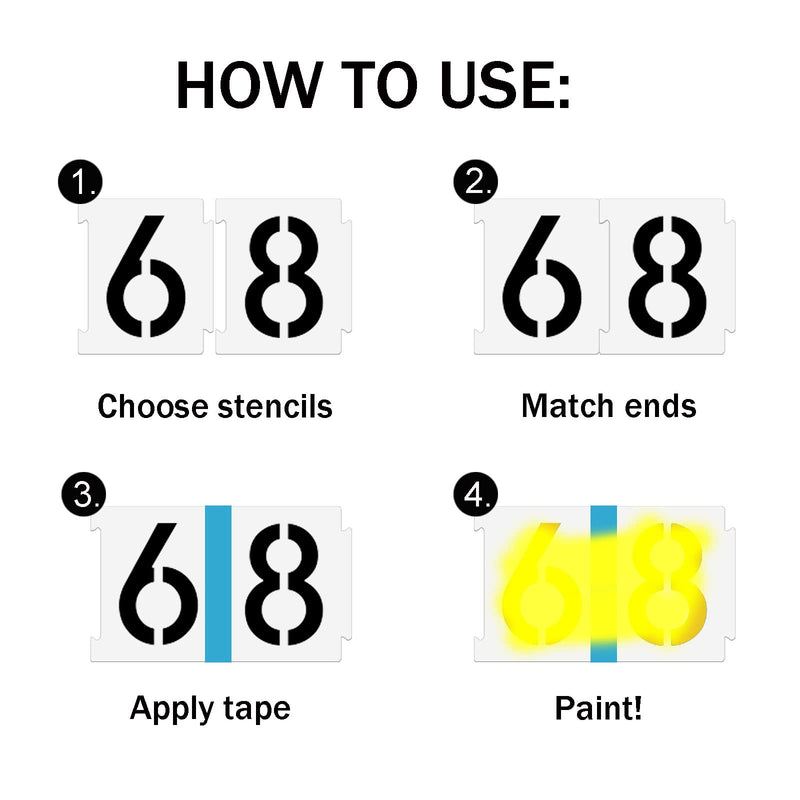 YEAJON 2 Inch Curb Stencil Kit 0-9 Address Number Stencil, 20Pcs Reusable 14 Mil Mylar Plastic Numbers Stencils for Painting on Road, Wall, Wood, Mailbox
