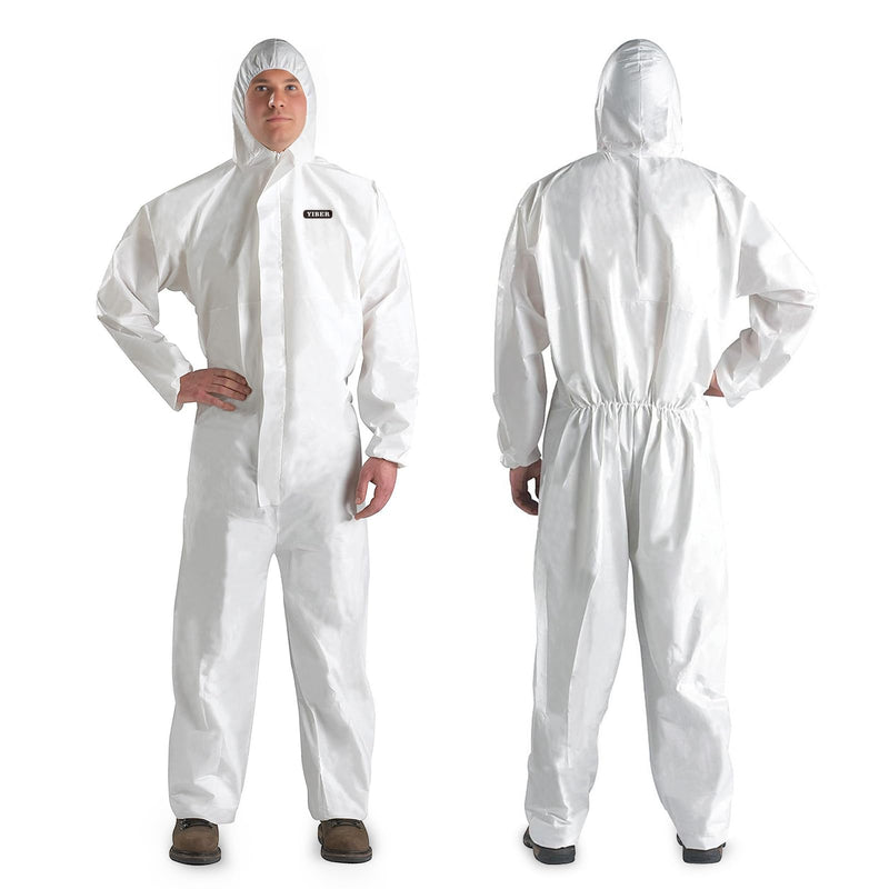 Hazmat Suit Disposable Coverall | Heavy Duty Full Body Paint Coverall & Suit in 7 Sizes with Multiple Specifications for Men & Women Without Hood - Breathable & Water Resistant Large 1