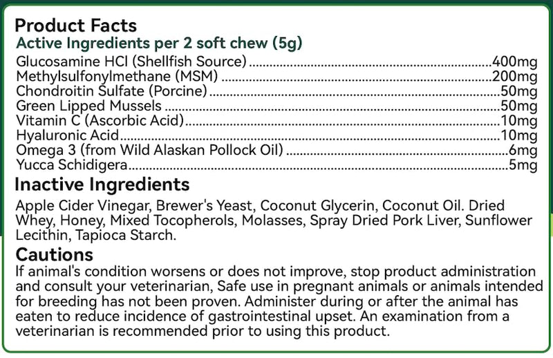 Dog Joint Supplement – Advanced Hip & Joint Support Soft Chews with Glucosamine, Chondroitin, MSM, Omega 3 & Green Lipped Mussels – Chicken Flavor Mobility & Cartilage Health – 72 Count