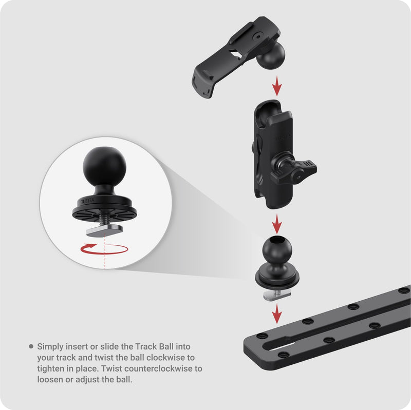 TUSITA Track Ball Double Ball Mount with Spine Clip Holder Compatible with Garmin Handheld GPS