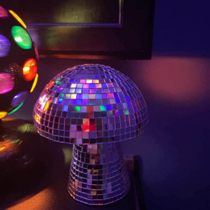 Creative Mushroom Disco Ball for Party, Table Decor Mirror Retro Handmade Disco Ball Mushroom Shape Home Art Decorations,Bar Ornaments(Silver, S(5.9'')) S(5.9'') Silver