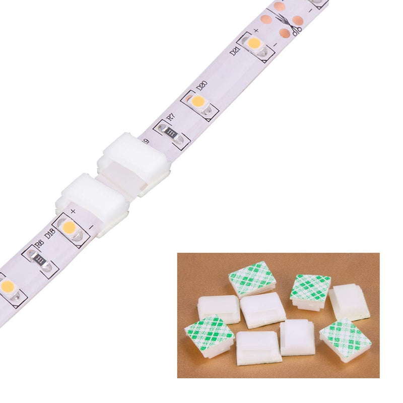 80 PCS Light Strip Mounting Clips White Self Adhesive Led Light Fasteners Mounting Holder Cable Clamp Organizer for 10mm Light Strip (10 mm) 10 mm