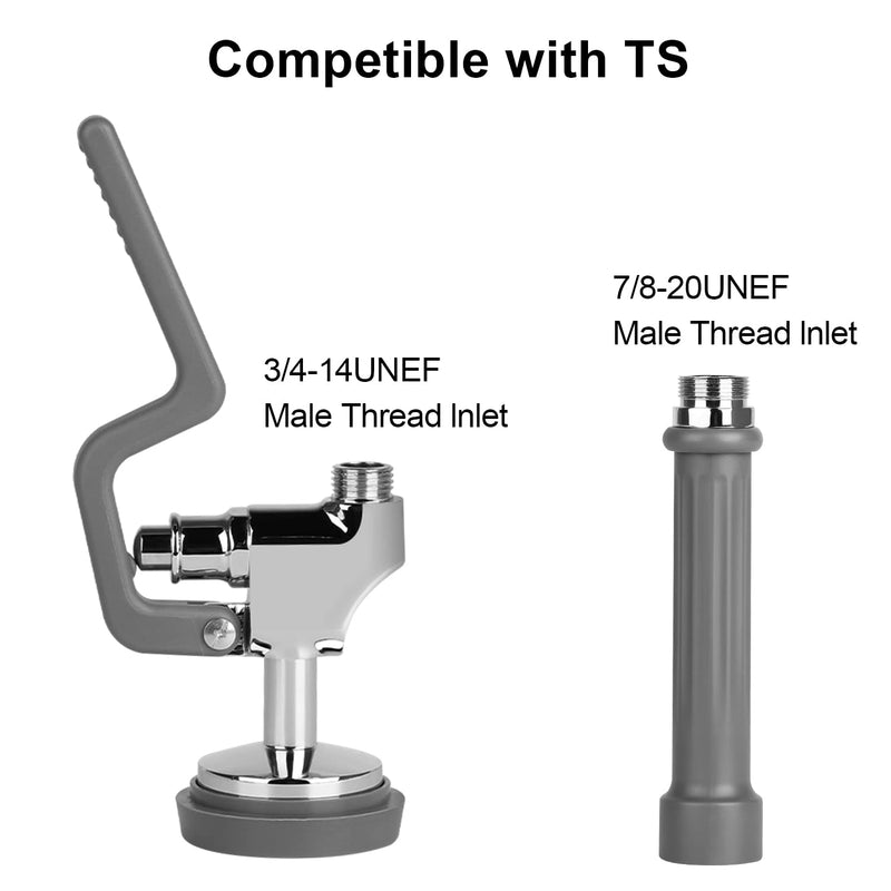 KWODE Pre-Rinse Spray Valve Replacement Head for Commercial Kitchen Faucet 1.42GPM Commercial Sink Sprayer High Pressure Dishwasher Sprayer Nozzle with Hand Grip Assembly (Grey)