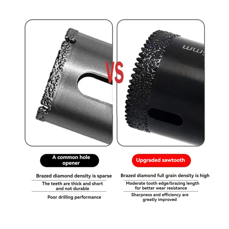 Diamond Core Drill Bits Set 1/4" to 2" Diamond Hole Saw Drill Bit for Ceramic Porcelain Tile Stone Granite Marble 10PCS 1/4~2inch