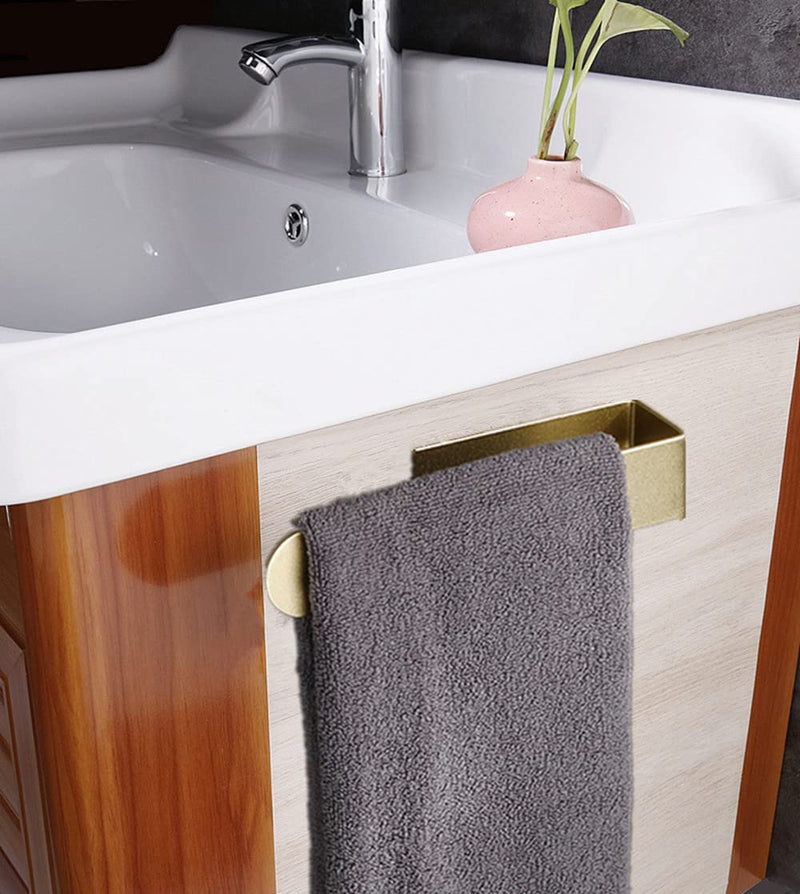 szhdxsy 2pcs Towel Holder SUS 304 Stainless Steel Towel Rod, Self Adhesive Towel Holder Towel Rod Towel Rack for Bathroom,Kitchen (Golden) 8.6 Golden 2