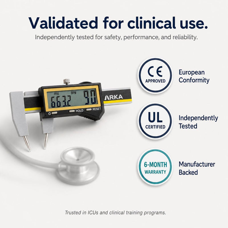 ARKA Digital EKG Calipers – Instant Heart Rate & Interval Measurement, One-Hand Operation, Large LCD Display, Electrocardiographs Measuring Tool for Doctors, Nurses, Medical Student