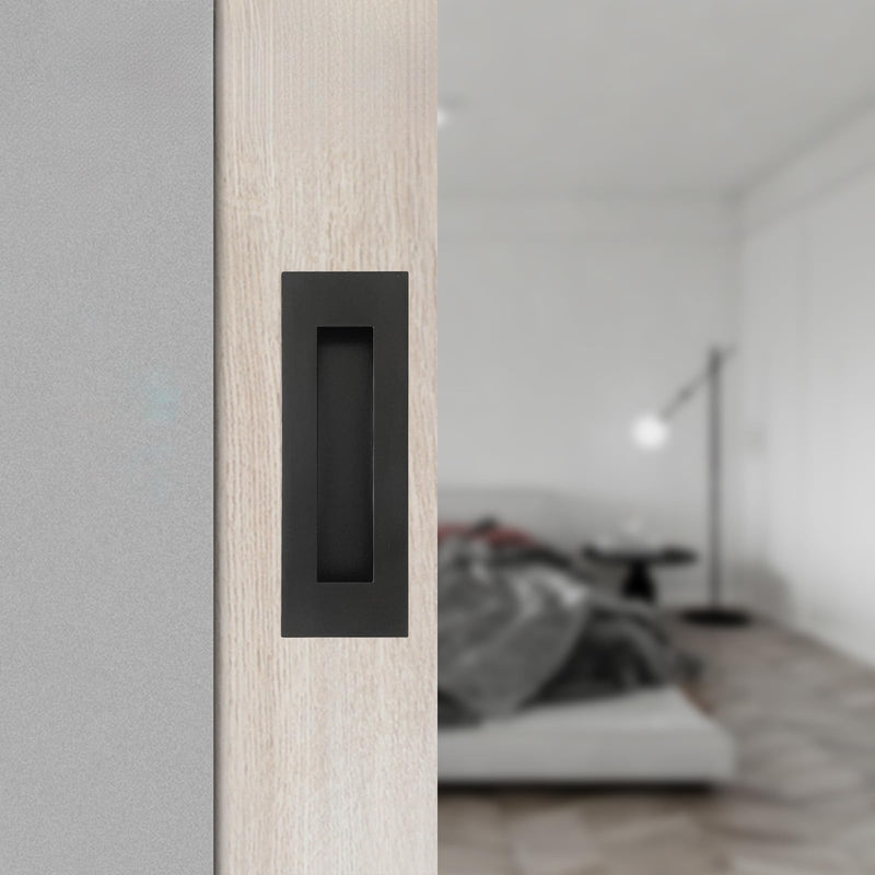 6Inch Recessed Finger Flush Pulls Handles for Pocket and Sliding Doors,Closet and Barn Doors Hardware Matte Black 2 Pack 6Inch Black-2 Pack