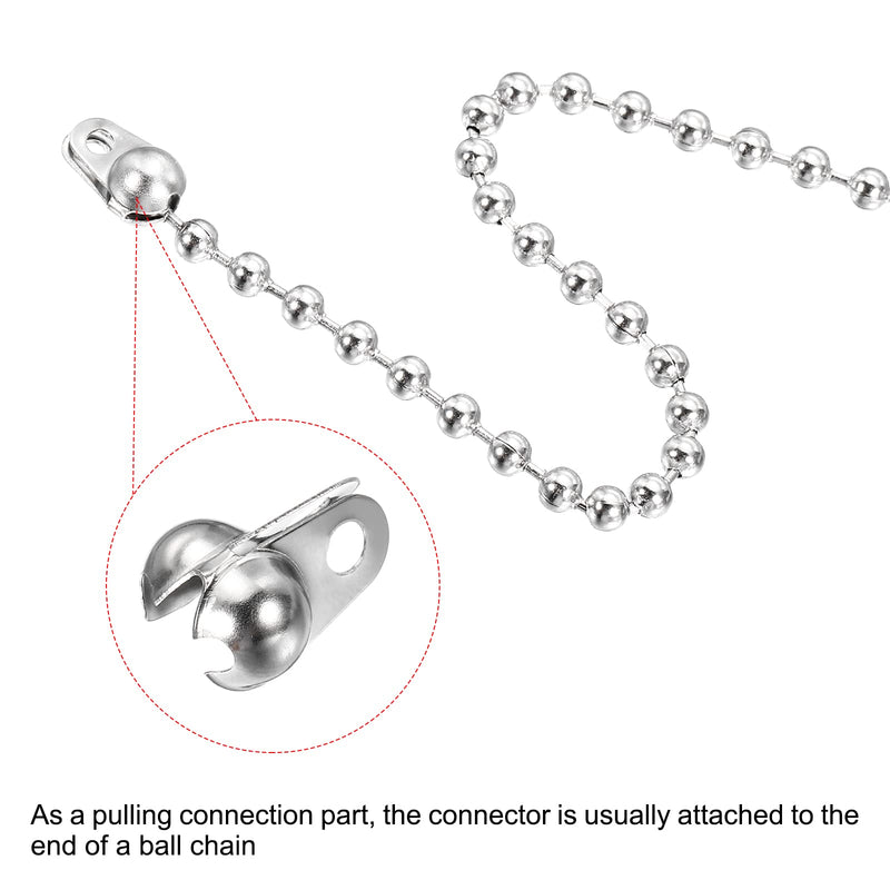 MECCANIXITY Ball Chain Connector, Stainless Steel Ball Tips Clamshell Style Crimp Link Connection Fit for 2/2.4/3.2/4.5/5/6mm Ball Chain, Pack of 130