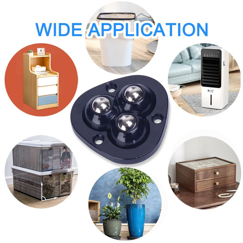 8Pcs Mini Caster Wheels for Small Kitchen Appliances Rollers, 360°Rotation Self Adhesive Caster Wheels, Mini Swivel Wheels, Stainless Steel Rollers Universal Wheel for Coffee Maker,Storage Bins,Black Black