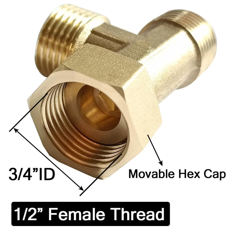 Joywayus Brass G1/2" 3 Way Diverter, Tee Shape Hose Pipr Fitting Adapter Connector, for Angle Valve Hose, Bath Shower Arm, Toilet Bidet Sprayer, Bathtub Faucet