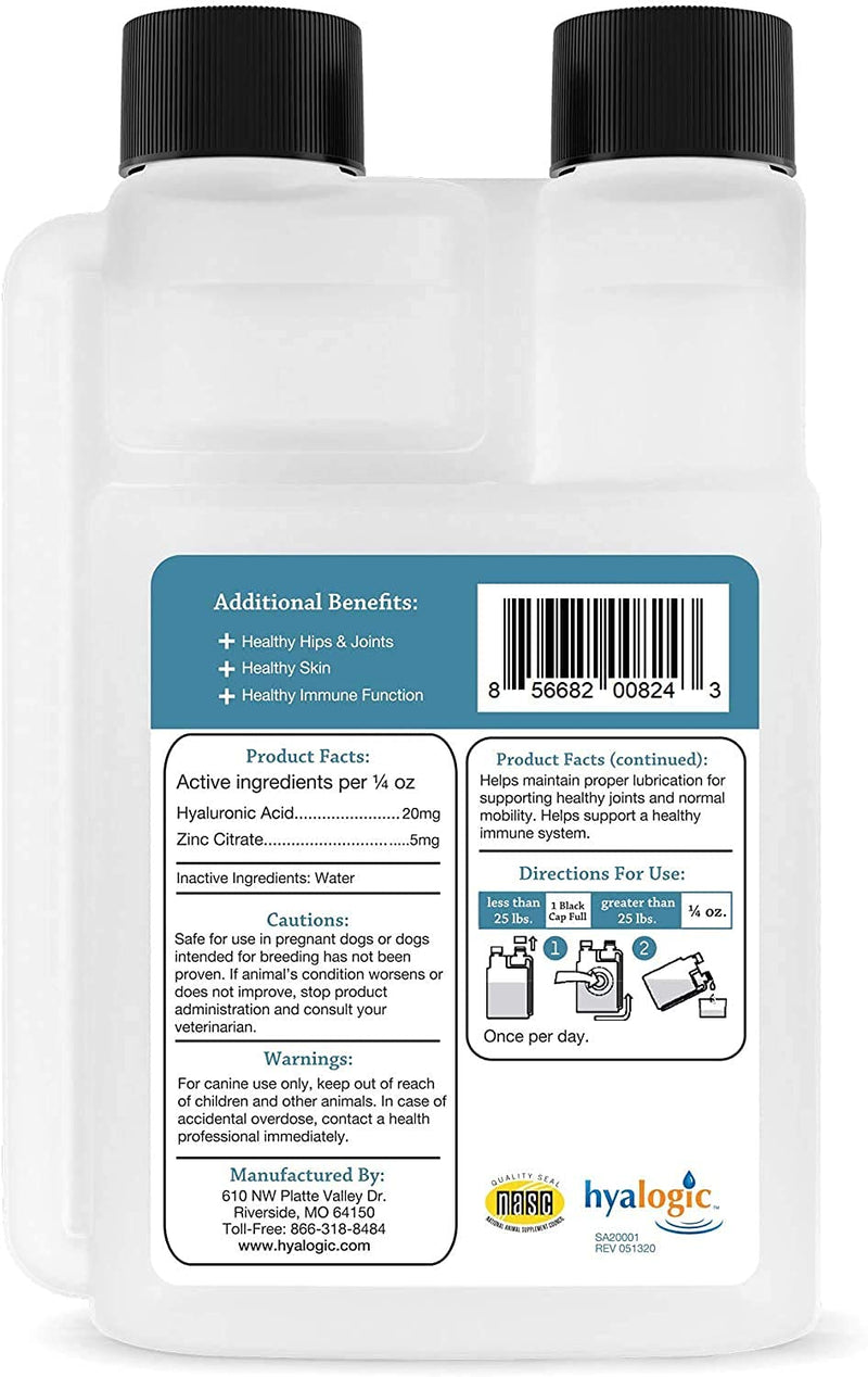 Canine Hyaluronic Acid + Zinc by Hyalogic - Joint & Immune Support, HyaFlex Pro Pure 8oz - Liquid Oral HA Dog & Pet Supplement - PawsPlanet Australia
