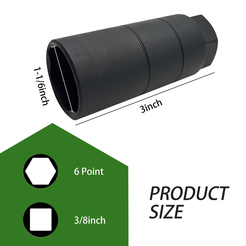 1 PC Car Oil Pressure Sensor Switch Sleeve, 3/8" Driver 45# Steel Anti-slip Hexagonal Design Oil Pressure Sending Socket, Universal Automotive Anti-theft Key Sleeve Accessorie (Black) 1 PC Black