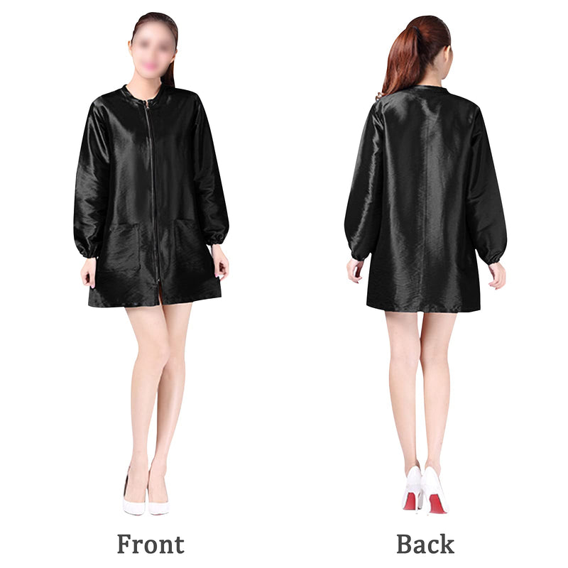 Chameleon Fabric Salon Smock Professional Stylist Jacket Waterproof Haircut Cape Barber Apron M code Black