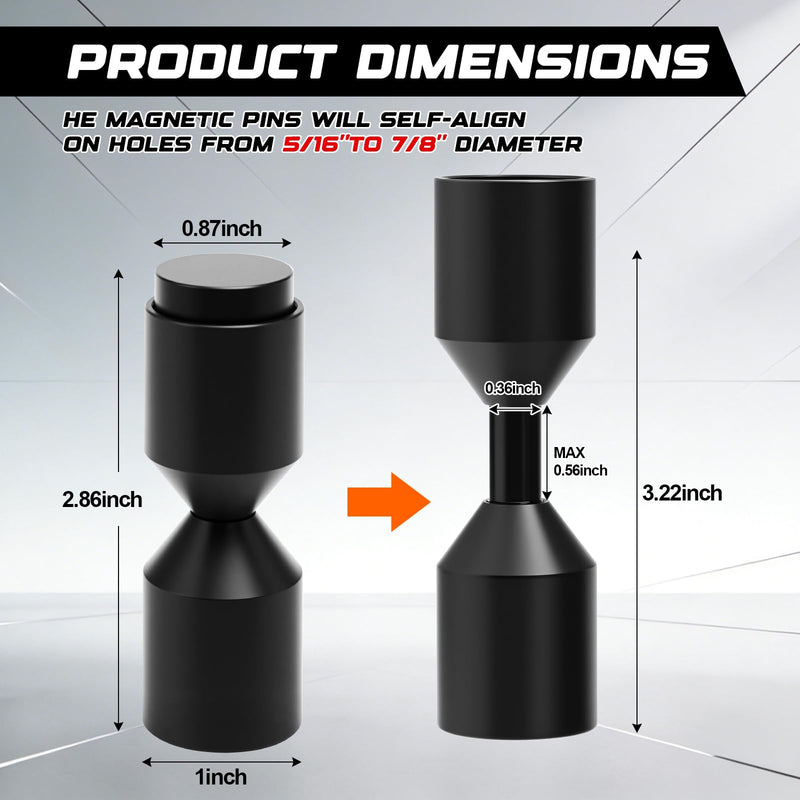 Kingdder 2 Pcs Flange Two Hole Pins with Magnetic 0.36" to 1" Two Hole Alignment Pins Threadless Design for Quick Installation and Removal CNC Precision Manufacturing Black 0.36" to 1"