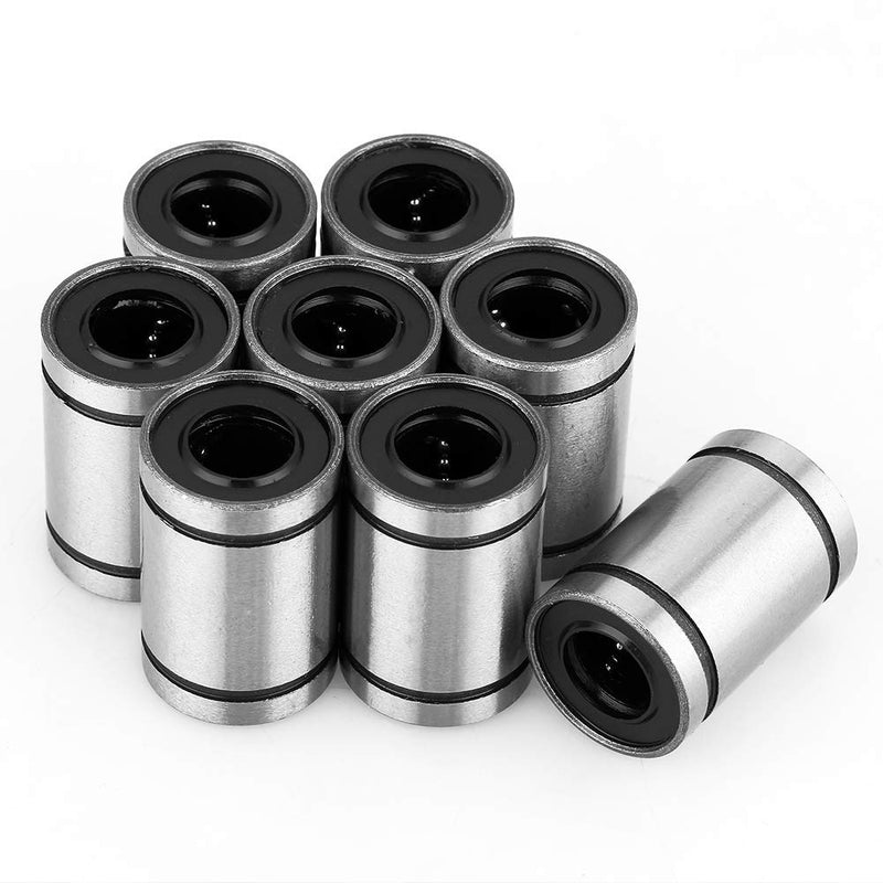 Linear Ball Bearings LM10UU 8Pcs 10mm Linear Motion Ball Bushing Bearing 3D Printer Cylinder CNC Parts, Pack of 8
