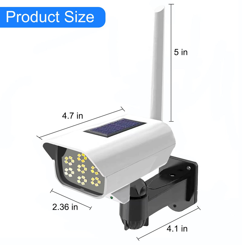 Solar Powered Fake Security Camera, Dummy Simulated CCTV Surveillance System with LED PIR Motion Sensor Detection Light for Indoor Outdoor Home, Office, Shop, Garage No Rmote Control