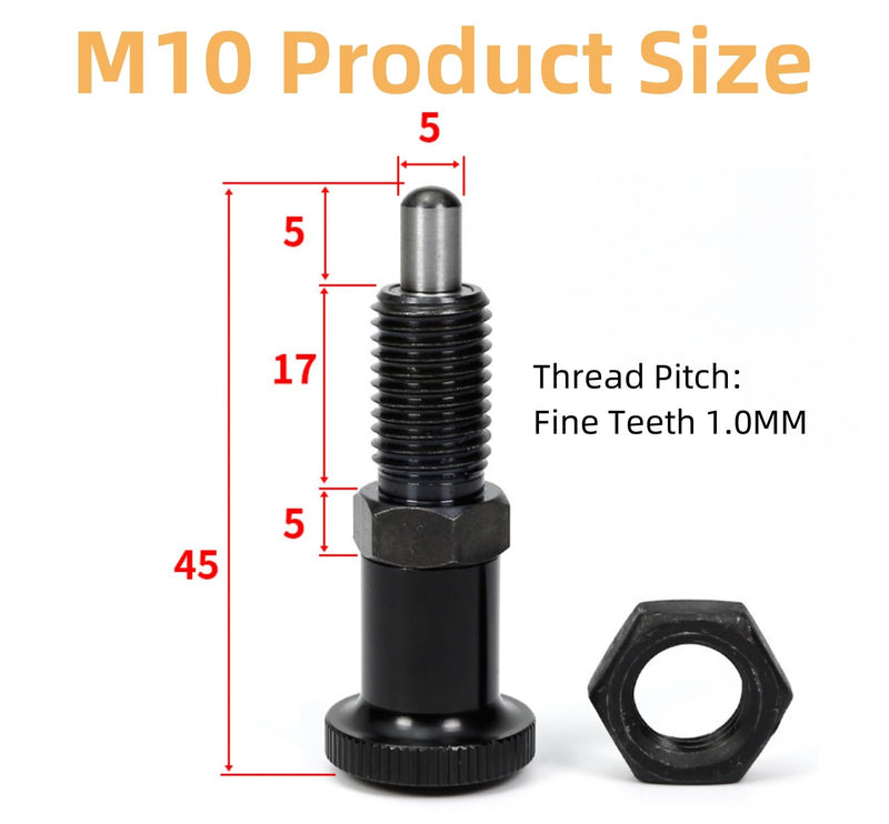 2PCS Spring Knob Plunger Retractable Spring Plunger Pull Knob Plunger Ball Spring Loaded Plunger Spring Plunger Pin Non Lock Out Indexing Plunger Short Spring Plungers Pull Knob Spring Pin (M10) M10