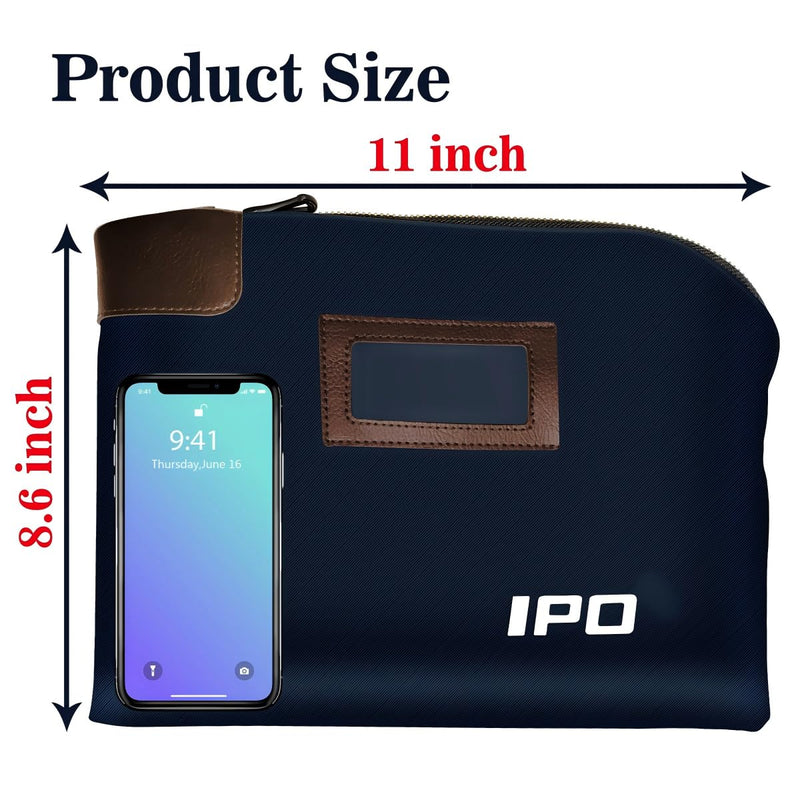 Waterproof Cash Bag with Lock and 2 Keys, 11 x 8.6 Inches, Canvas Documents Bag, Money Bank Deposit Bag with Zipper, Durable Leatherette Money Cash Coin Check Wallet Pouch for Men & Women 11 x 8.6 Inches (1 Pack) Blue