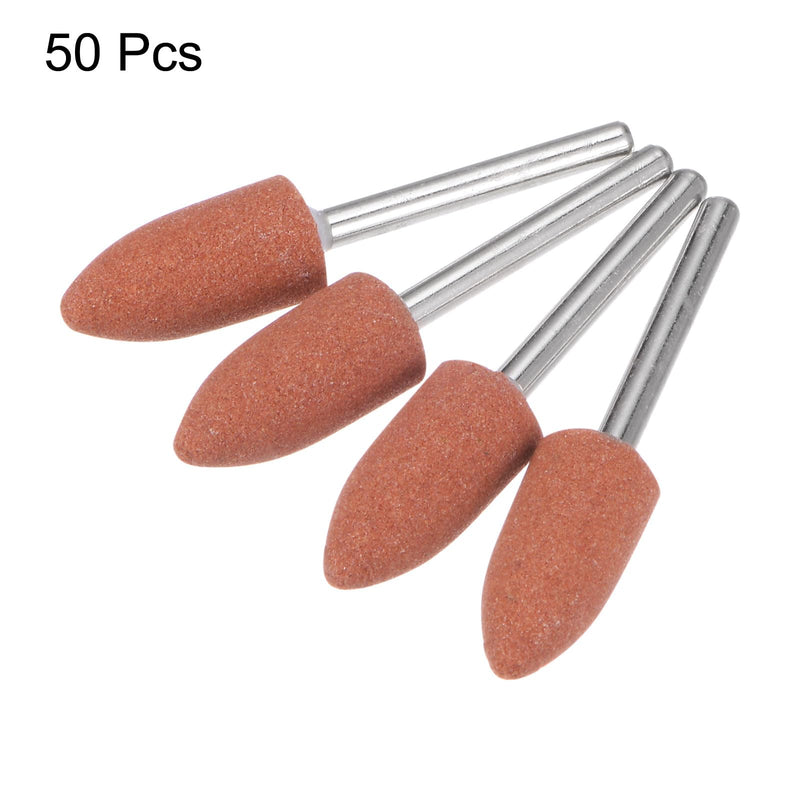 HARFINGTON 50pcs Rotary Grinding Stones 1/8" Pointed Head Abrasive Sanding Bits Mounted Stone Grinding Wheel Point Polishing 50