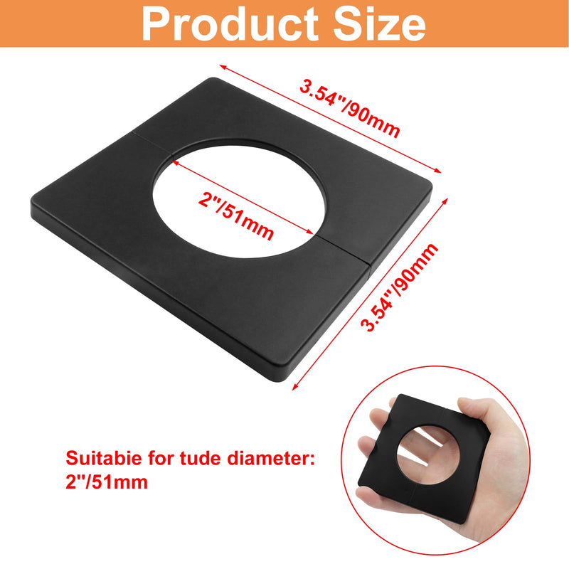 BokWin 2 Pcs Square Wall Split Flange Wall Flange Cover Flange Escutcheon Plate Self-Adhesive Split Pipe Flange for 2 Inch/51mm Dia Pipe(Black) square-51mm