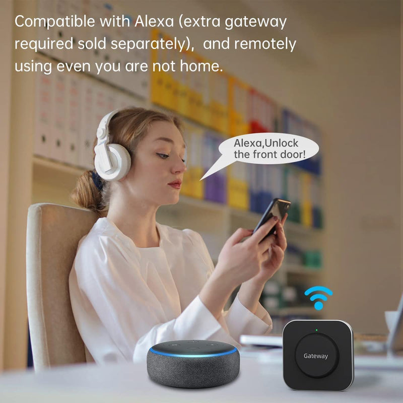 Smart Door Lock WiFi Gateway, Bluetooth Keyless Entry Electronic Door Lock Wi-Fi Bridge, Smart Deadbolt WiFi Hub Compatible with Alexa