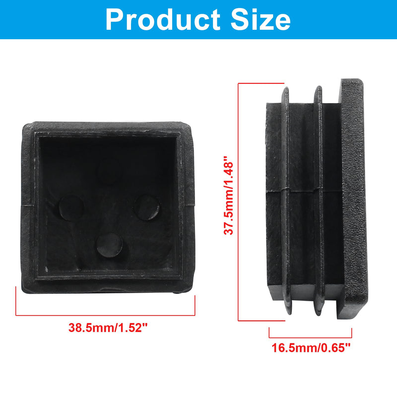 4 Pack 1-1/2" Square Plastic Plugs, Black Tubing End Caps Plugs Insert for Square Tube and Furniture Legs Length: 1-1/2" 4 Pcs