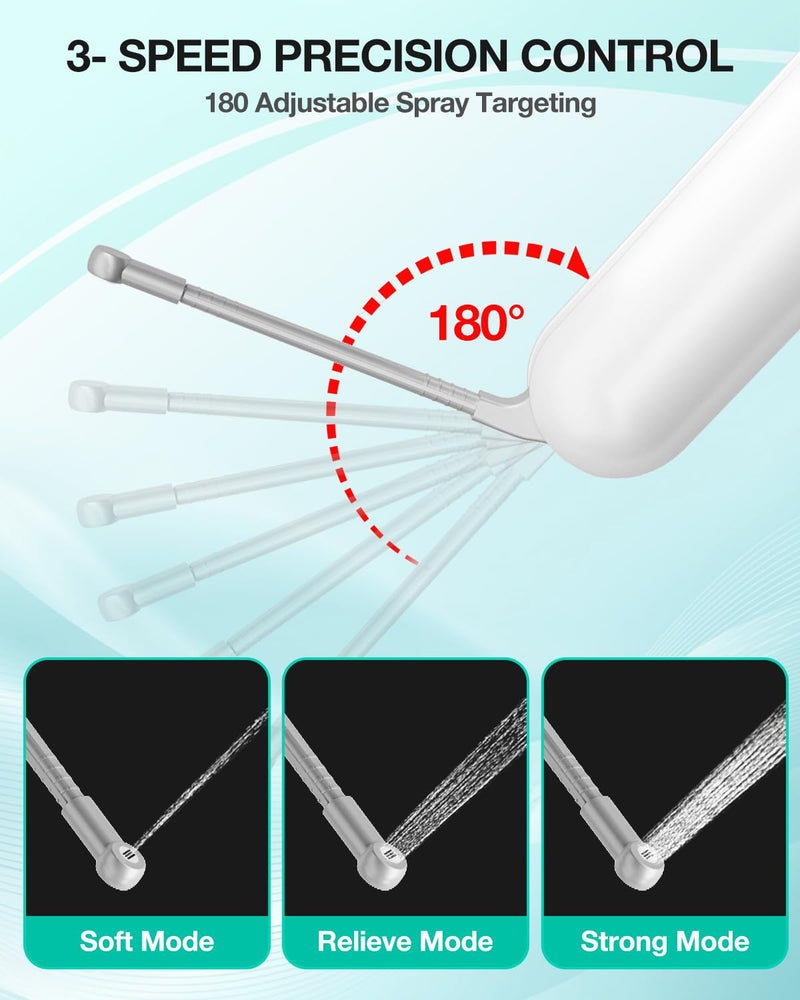 Portable Bidet Toilet Aid Wiper Tool Set for Travel - 400ML Bottle - 3 Pressure Modes - IPX7 Waterproof - Compact Design with Dust Bag for Daily Cleaning & General Use White+green