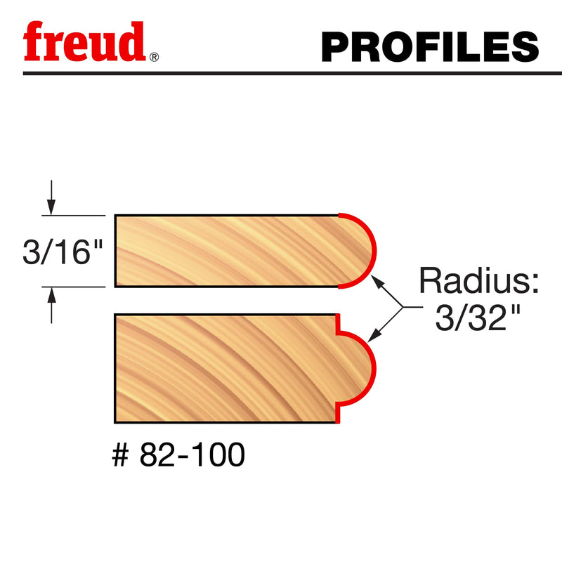 Freud 82-100: 3/32" Radius Half Round Bit with 1/4" Shank