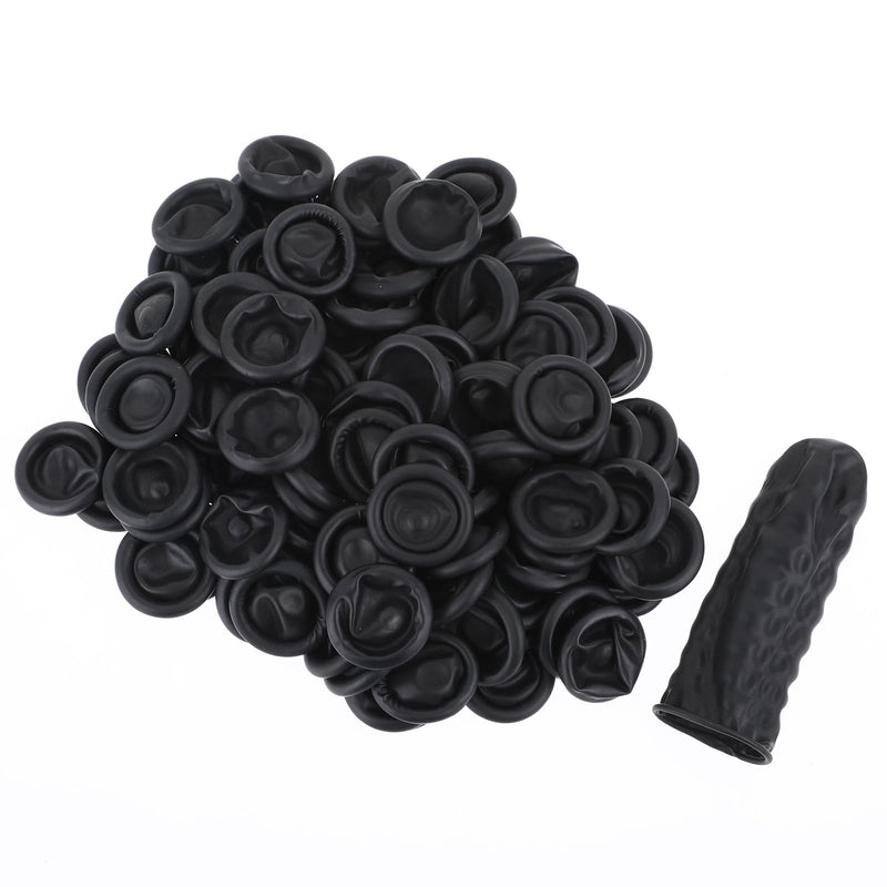 100 Pcs Finger Cots Finger Protectors, Medium Finger Protectors Disposable Fingertips Protective Finger Cots Silicone Non-allergenic Finger Gloves Suitable for Beauty Manicure Massage (Black) Black