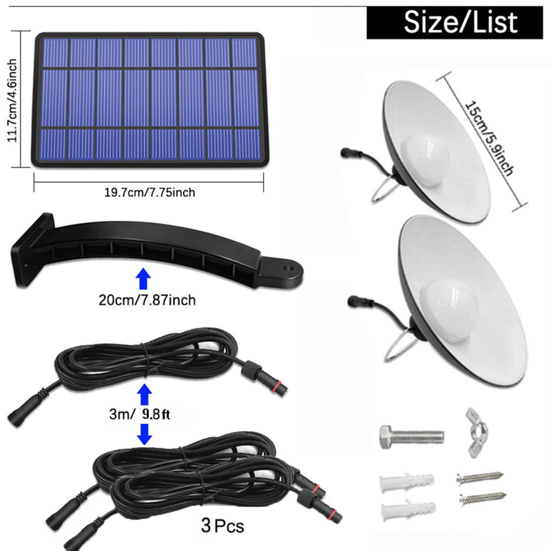 Solar Pendant Lights Upgraded Double Bulb Lights IP65 Waterproof Dusk to Dawn Auto Lamp with Remote Controller for Outdoor Shed Barn Chicken Coop Bullpen Pig Pen Stables Tents etc(Dual Lamp) Dual Lamp