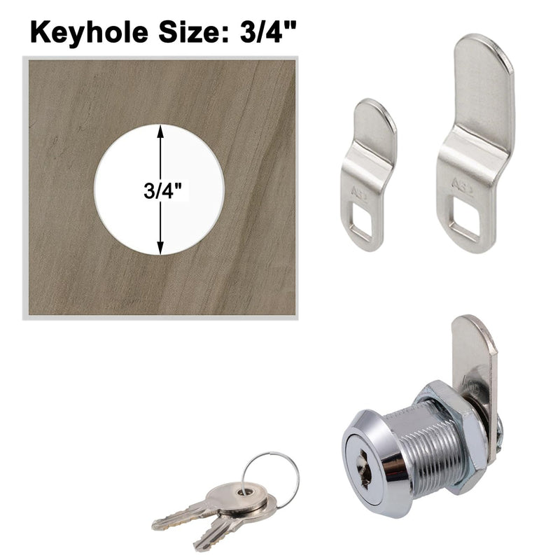 Cabinet Cam Lock, 5/8 Inch Keyed Alike Cam Locks Secure File Drawer Door Mailbox Tool Box Dresser RV Cylinder Replacement Lock Hardware, Fits on 1/2" Max Panel Thickness (6 Pack) 6 5/8 Inch Offset