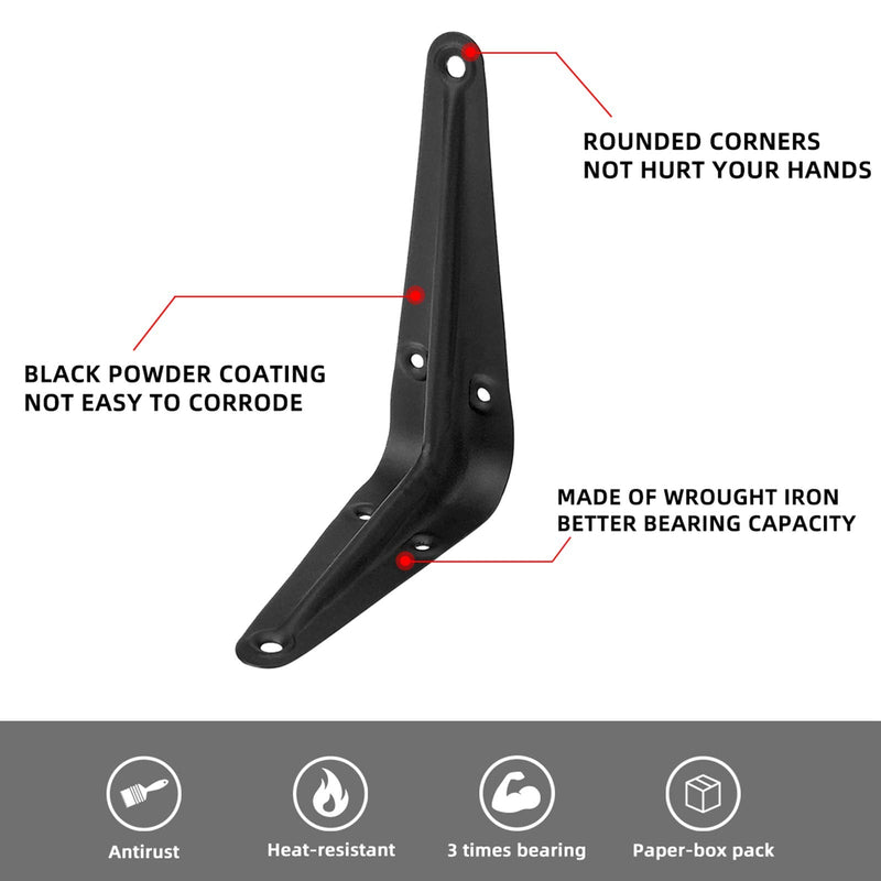 20 Pack Shelf Brackets 4 x 3 Inch, Heavy Duty Black Metal Floating Shelves Bracket, L Bracket Corner Brace Support, Metal Joint Angle Bracket for Hanging 4 x 3 inch -20 Pack