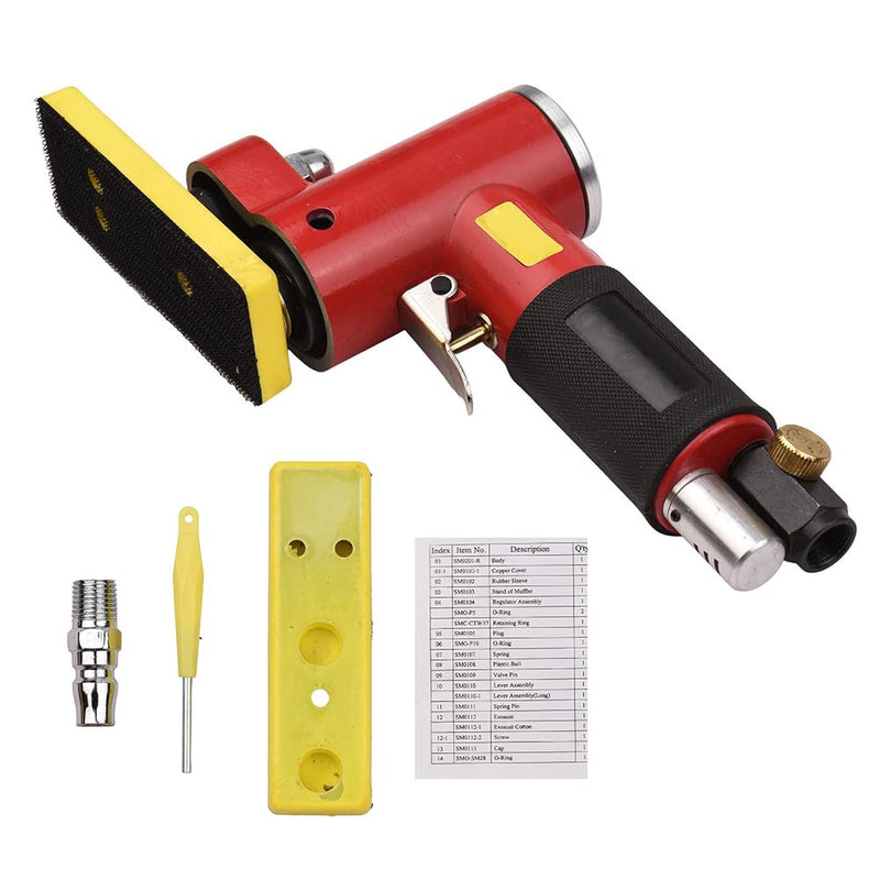 Mini Straight Line Air Polisher,Mini Straight Line Air Sander with 2 Sanding Pads Random Orbital Pneumatic Sander Air-Operated Handheld Polisher Waxer for Auto Body Work Furniture Wood Metal Su KP-6902