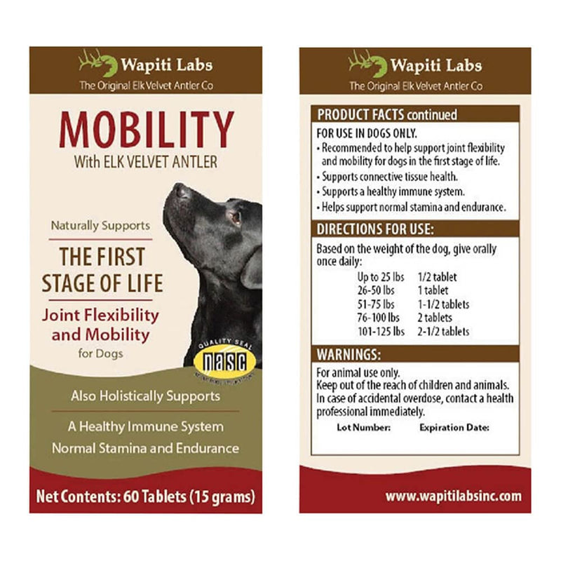 60 Count Dog Mobilty with Elk Velvet Antler Tablets - PawsPlanet Australia