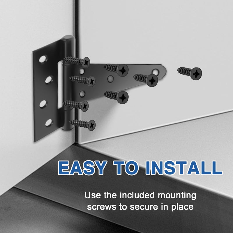 6 Inch T-Strap Shed Door Hinges, 2 Pack Heavy Duty Tee Hinge, T-Gate Hinges, Gate Strap Hinges, Black Wrought Hardware for Wooden Fences, Barn Door, Shed Doors 6 Inch