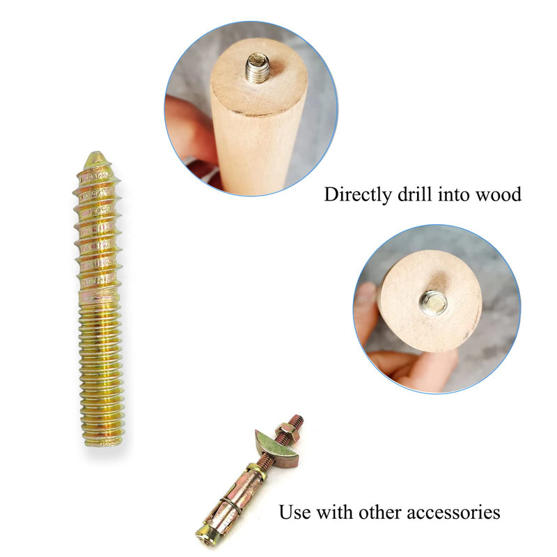 12 Pack 5/16-18 x 2 Inch Hanger Bolts 5/16-18" Double Headed Bolts 5/16 Wood Dowel Screw Self-Tapping Screw Hanger Bolts for Furniture Screws Double Screw Threaded Rods Bolt 50mm Length 5/16-18"x2"-12PCS