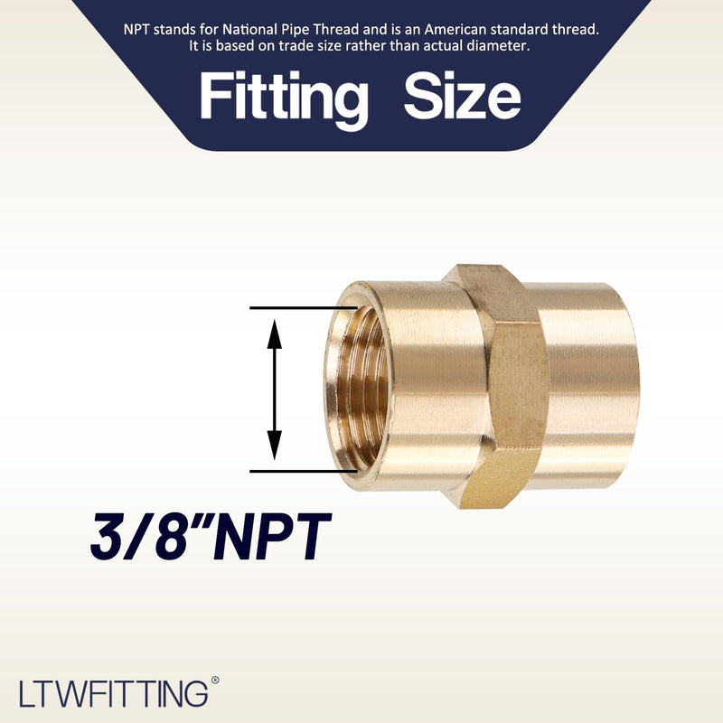 LTWFITTING LF Brass Pipe Fitting 3/8" Female NPT Coupling Water (Pack of 25) Pack of 25