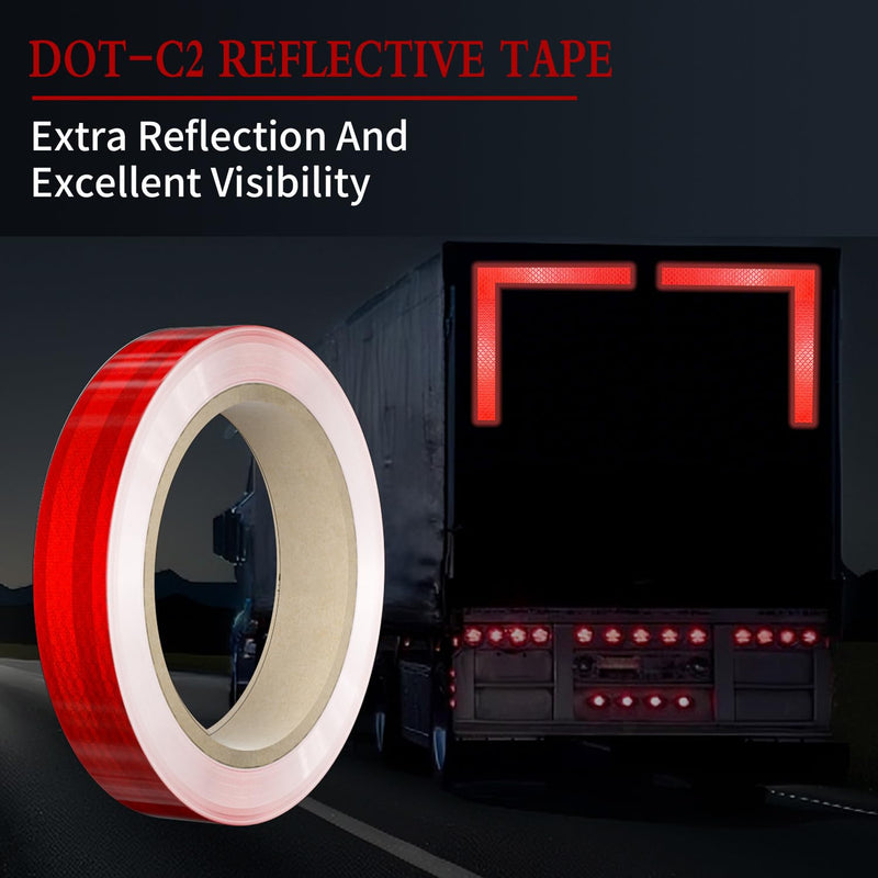 Reflective Tape, 1 Inch x 30 Feet - High Intensity - Red Reflective Safety Tape Waterproof Conspicuity for Trailer Reflector Trucks Bikes Baby Strollers Helmets