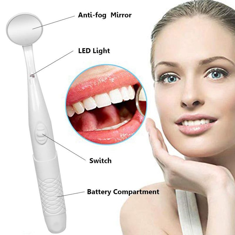 Dental Mirror with Light,Teeth Inspection LED Mirror,Anti-Fog Mouth Mirror,Dentist Oral Care Tool