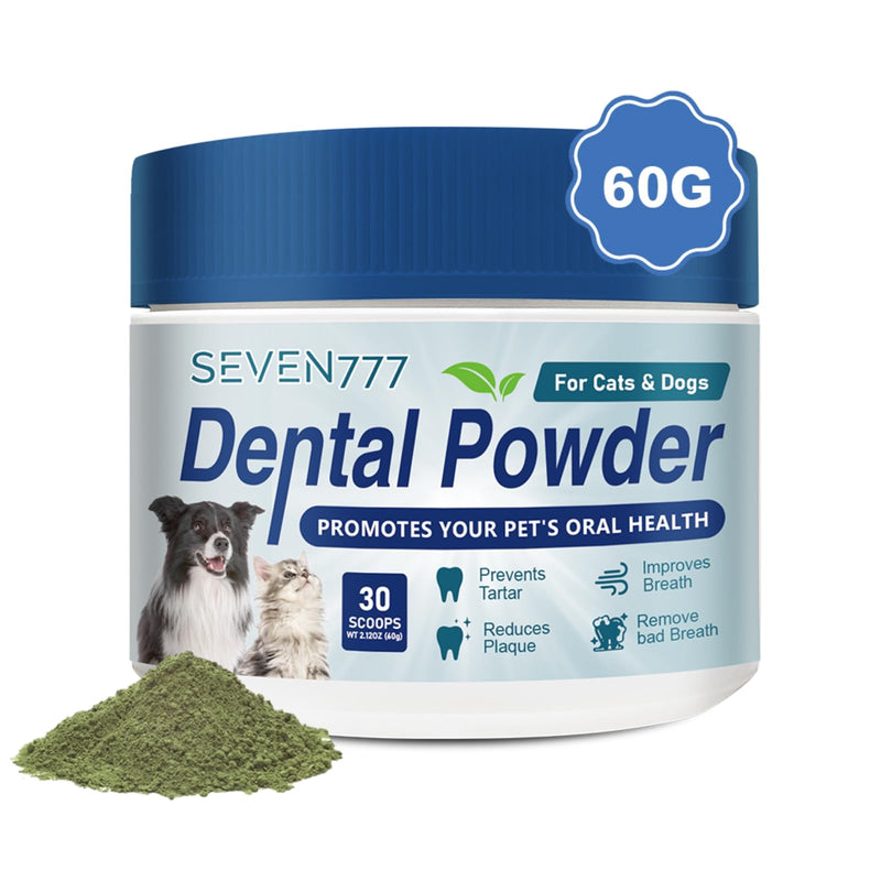 Seven777 Pet Dental Powder,Teeth Cleaning Powder for Dogs and Cats, Plaque & Bad Breath Off,Dental Care Supplies for Small, Medium, Large Dogs and Cats