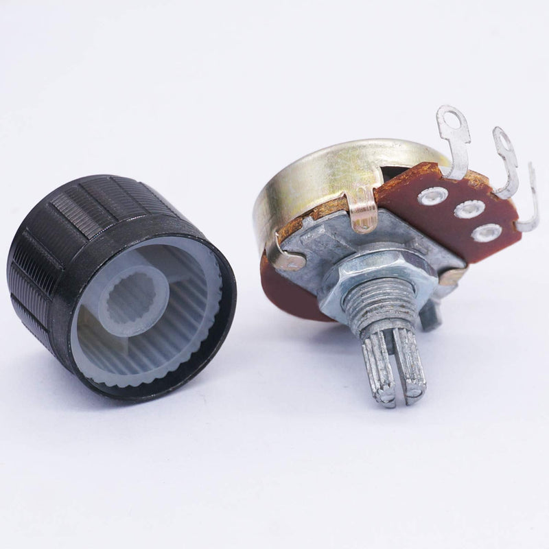 TWTADE / 3pcs wh138 500 ohm Potentiometer Single Turn Rotary Linear Variable Potentiometer +3pcs black Aluminum alloy knob