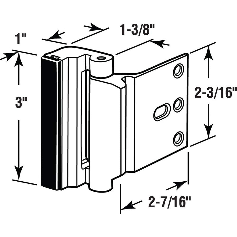 Prime-Line U 10827 Door Reinforcement Lock – Add Extra, High Security to your Home and Prevent Unauthorized Entry – 3 In. Stop, Aluminum Construction, Satin Nickel (Single Pack) 1