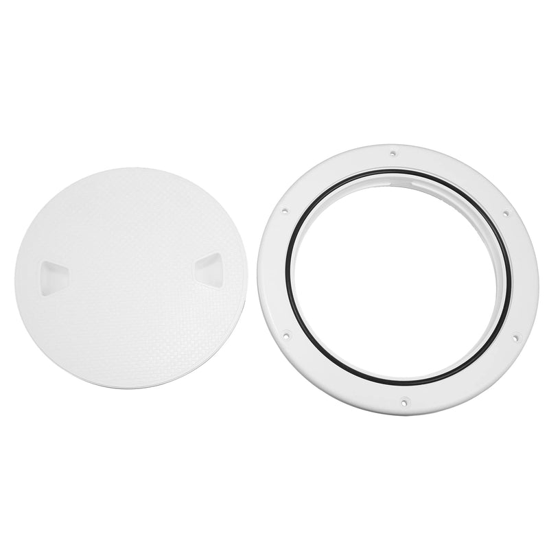 X AUTOHAUX 8" White Circular Non Slip ABS Inspection Hatch Deck Plate with Detachable Cover