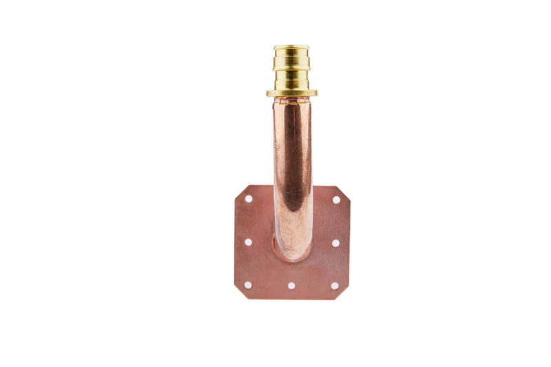 5Pcs EFIELD 1/2"PEX-A Copper Stub Out Elbow With Flange,8"L(STUB006-5)