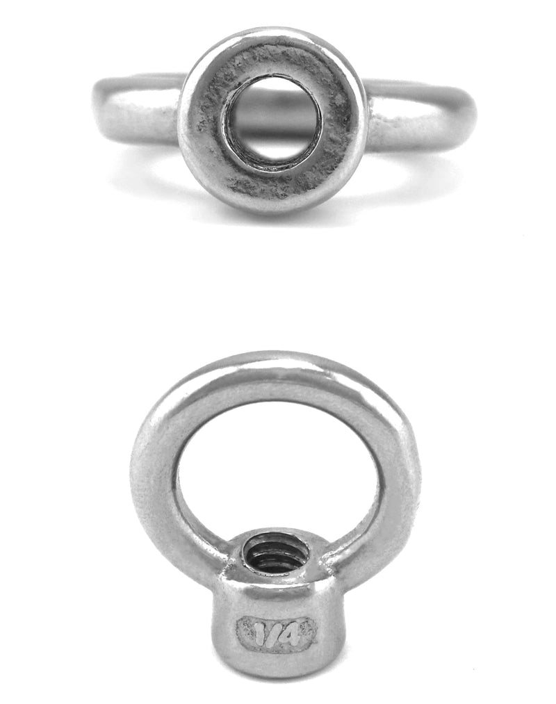 QWORK Lifting Eye Nut, 10 Pack, 1/4" UNC Marine Grade Stainless Steel 316 1/4"