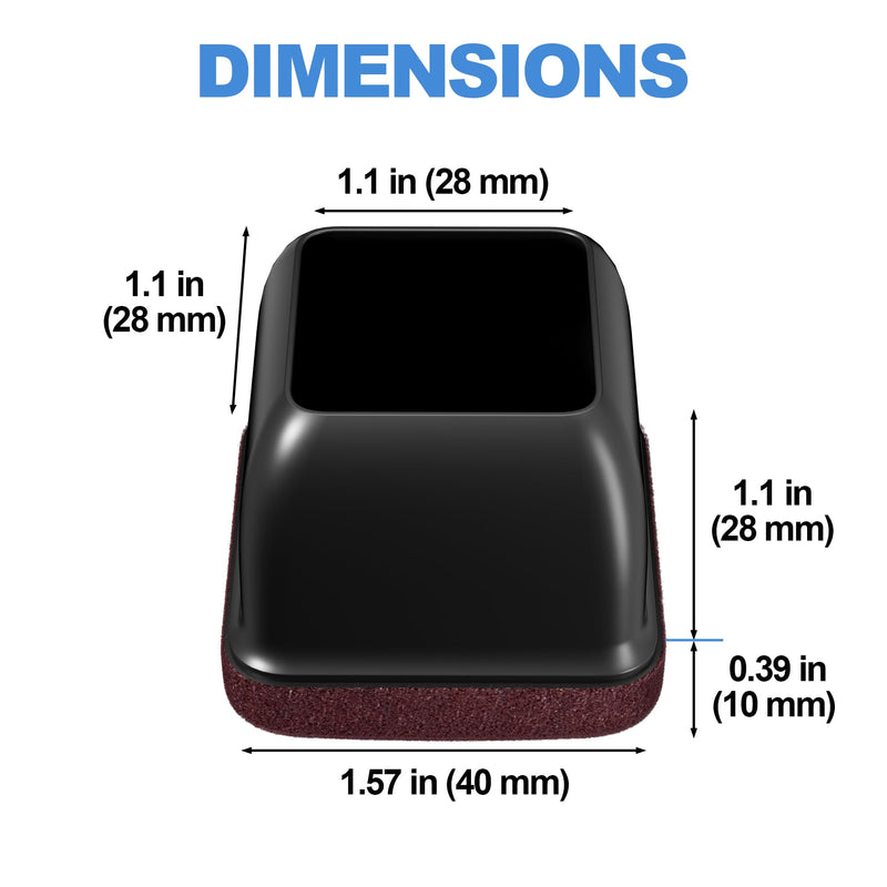 16 Pcs Chair Leg Floor Protectors for Hardwood Floors - Square Silicone Covers with Felt Pads, Protect Floors, Reduce Noise (Black, Fit: 1-1/16" to 1-7/16") Black TPE Fit: 1-1/16" to 1-7/16"