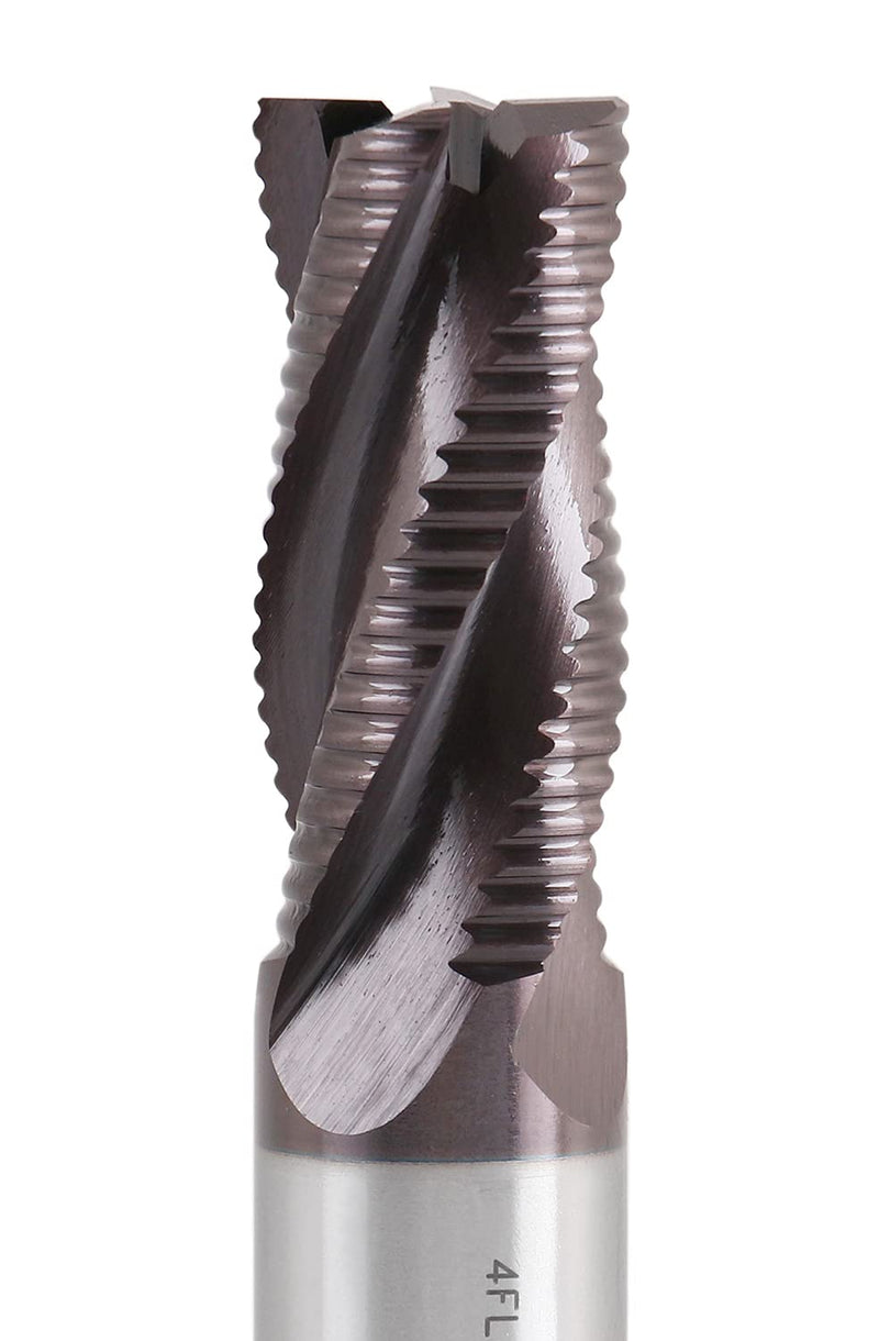 Accusize Industrial Tools 3/4'' Fine Tooth M42 8% Cobalt Tialn Roughing End Mill, 3/4'' Shk Dia, 1-5/8'' Flute Length, 3-3/4'' Oal, 4 Flute, 1104-0034 3/4" Dia, 3/4" Shk Dia, 1-5/8" Flt Length