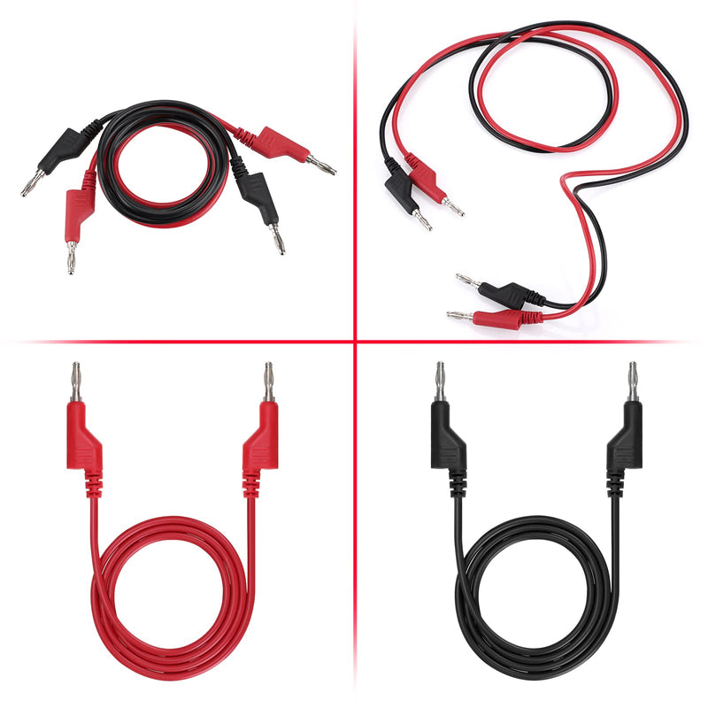 Sumnacon 2Pcs Banana to Banana Plug Test Leads - Stackable 4MM Banana Plug Test Cables, Multimeter Clip Wires for Electrical Testing 1000V/15A 3.3Ft/1M
