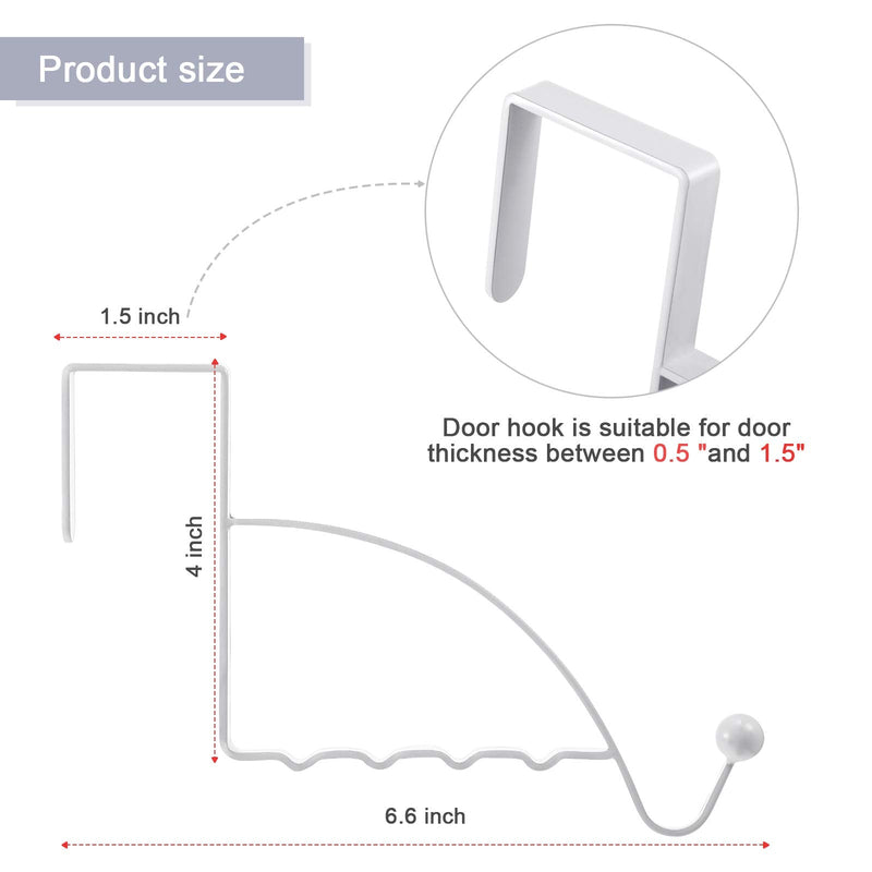 4 Pieces Over The Door Hooks Hanger Multi Hanging Storage Organizers Valet Hooks for Coats Clothes Hoodies Hats Scarves Purses Keys Bath Towels Robes and More(White) White